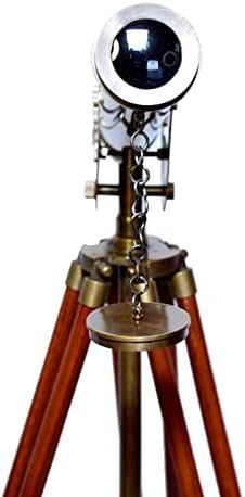 Nautical Brass Double Barrel Telescope with Wooden Tripod