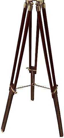 Single Barrel Brass Telescope with Adjustable Wooden Tripod Stand