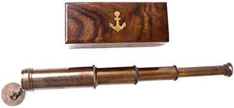 Nautical Vintage Copper Telescope with Wooden Box
