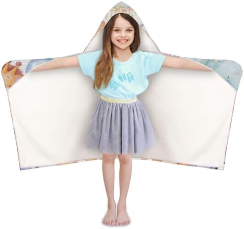 Personalized Kids Hooded Beach Towel with Name Cartoon Animal Design