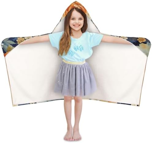 Boho Floral Personalized Kids Beach Towel with Hood