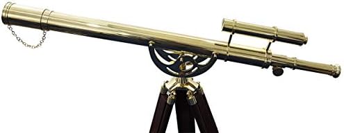 Decorative Nautical Brass Telescope with Brown Tripod