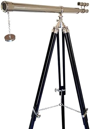 Vintage Brass Telescope with Adjustable Wooden Tripod