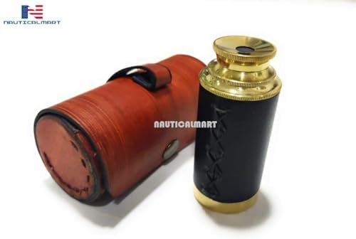6 Inch Handheld Brass Spyglass Telescope with Leather Bag
