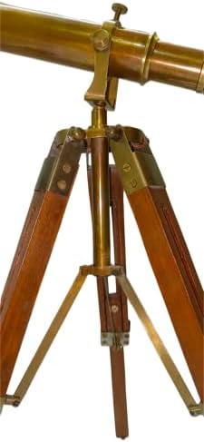 Nautical Handmade Brass Telescope with Wooden Tripod Stand