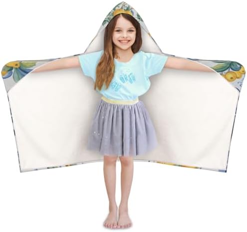 Personalized Blue Lemon Kids Beach Towel with Hood