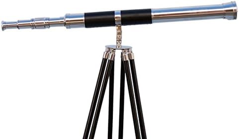 Hampton Nautical Floor Standing Chrome Telescope 60 Decor