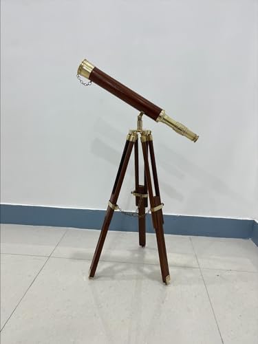 25 Inch Brass Telescope with Wooden Tripod Stand