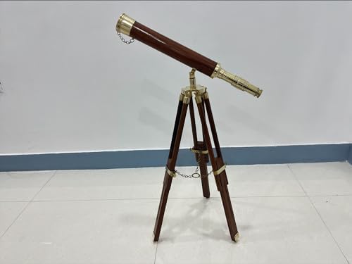 25 Inch Brass Telescope with Wooden Tripod Stand