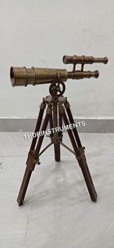 11 Inch Antique Brass Nautical Telescope on Hardwood Tripod