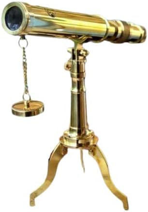 Vintage Solid Brass Telescope with Tripod Stand