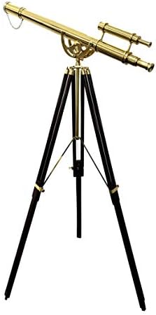 Shiny Brass Telescope with Wooden Tripod Stand