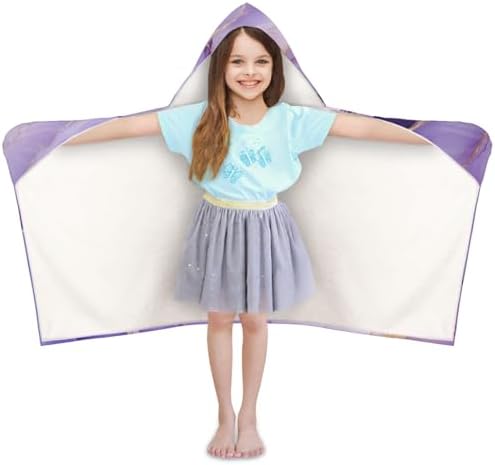 Purple Marble Personalized Kids Beach Towel with Hood