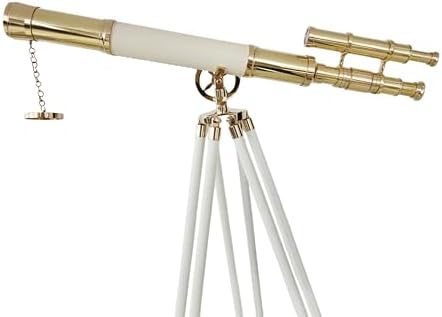 Nautical Shiny Brass Telescope with Wooden Tripod