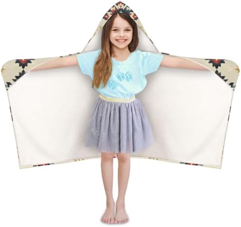 Boho Abstract Pattern Kids Beach Towel with Custom Name