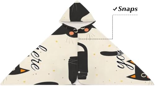 Joyousleap Black Cat Kids Beach Towel with Hood