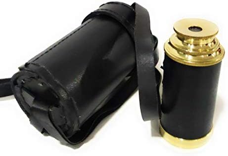 Brass Handheld Telescope with Black Leather Case 6 Inch