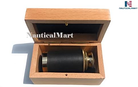 Brass Pirate Spyglass Telescope 6 Inches Handheld Collapsible Monocular Telescope with Engraved Box