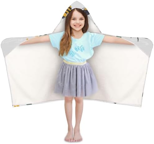 Personalized Kids Hooded Beach Towel Bumble Bee Floral