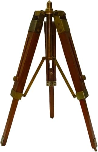 Antique Brass Spyglass Telescope with Wooden Tripod