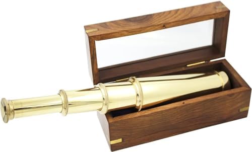Vintage Nautical Brass Telescope with Leather Case