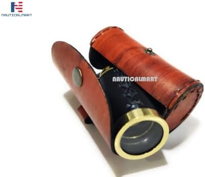 6 Inch Handheld Brass Spyglass Telescope with Leather Bag