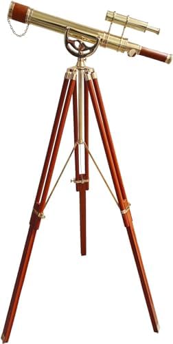 Navy Style Brass Finish Floor Standing Telescope