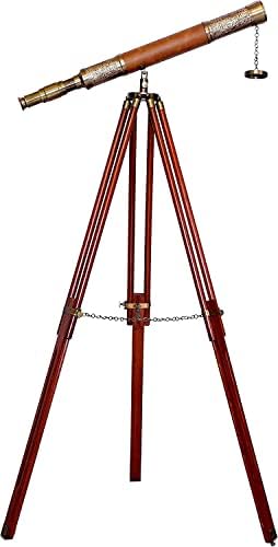 Nautical Antique Brass Telescope Floor Standing Decor
