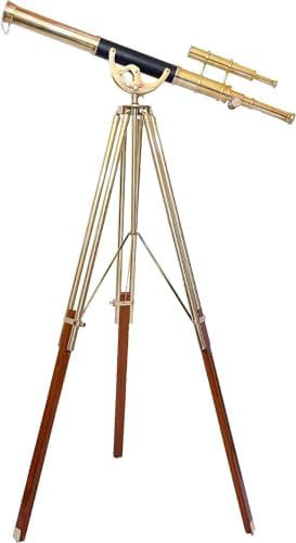 Nautical Brass Tripod Stand 28x Magnification Spyglass Decor