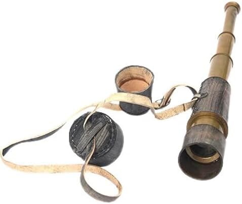 Antique Style Brass Telescope with Leather Cover