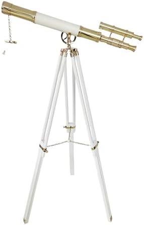 Nautical Shiny Brass Telescope with Wooden Tripod