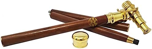 Unisex Wooden Walking Cane with Telescope