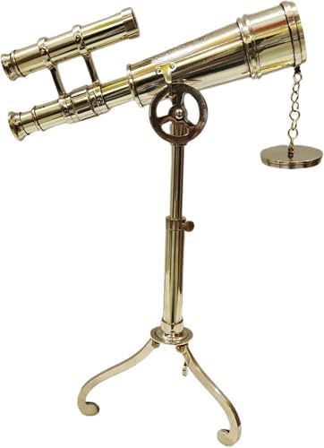 Vintage Brass Telescope with Wooden Tripod 1