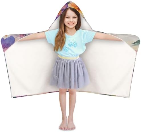 Boho Floral Personalized Kids Beach Towel with Hood 1