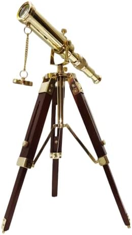 Nautical Marine Handmade Brass Telescope with Wooden Tripod Stand