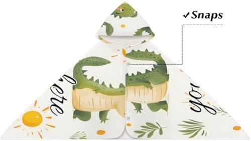 Personalized Kids Hooded Beach Towel with Cute Crocodile Design
