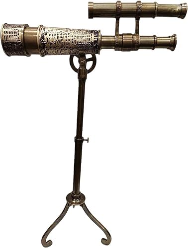 10 Inch Double Barrel Brass Telescope with Adjustable Stand