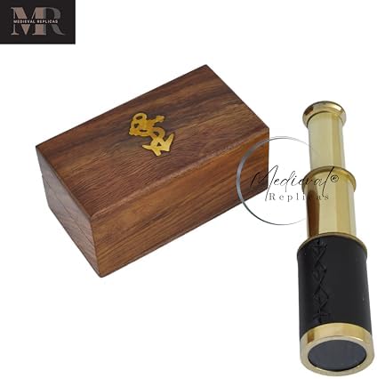 6 Brass Handheld Telescope with Wooden Box