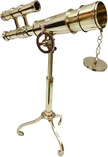 Vintage Brass Telescope with Wooden Tripod 1