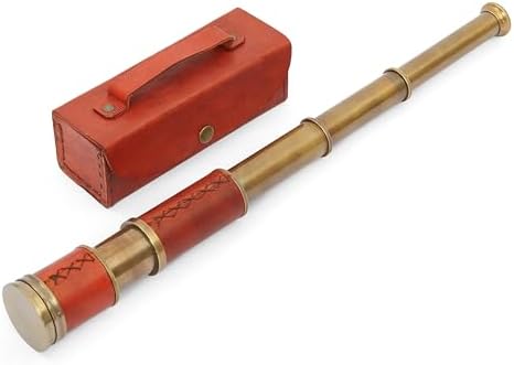Vintage Brass Spyglass Telescope with Leather Case