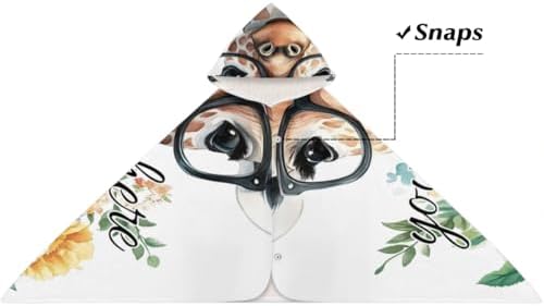 Personalized Kids Beach Towel with Hood Giraffe Design