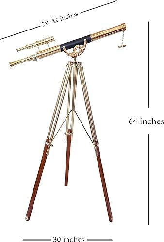 Navirock Decorative Brass Telescope with Wooden Tripod Stand
