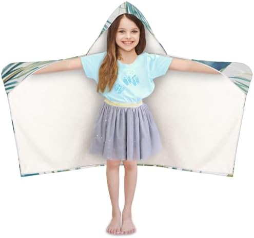 Peacock Feather Personalized Kids Beach Towel with Hood Teal Design