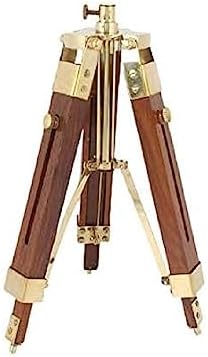 Vintage Brass Telescope With Wooden Tripod