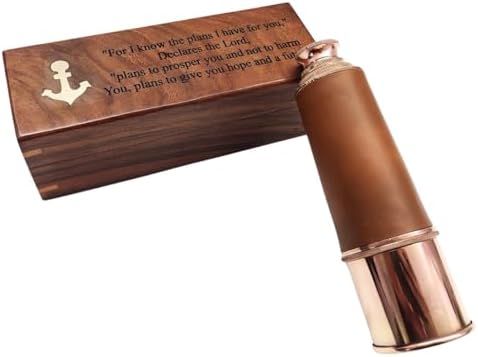 18 Inches Antique Brass Telescope with Engraved Wooden Box