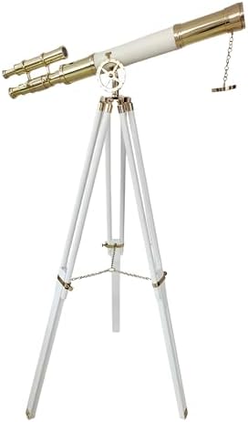 Nautical Shiny Brass Telescope with Wooden Tripod
