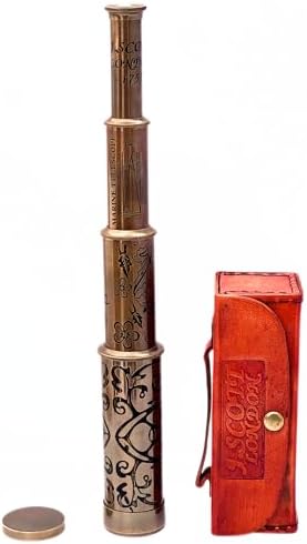 Handmade Retro Brass Telescope with Leather Box