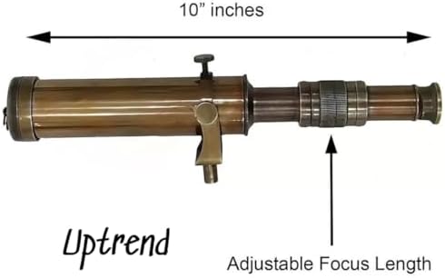 12 Inch Antique Brass Telescope with Wooden Tripod