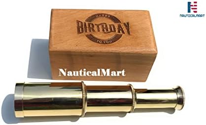 Brass Telescope Pirate Spyglass with Personalized Wooden Box