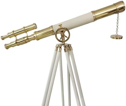 Nautical Shiny Brass Telescope with Wooden Tripod